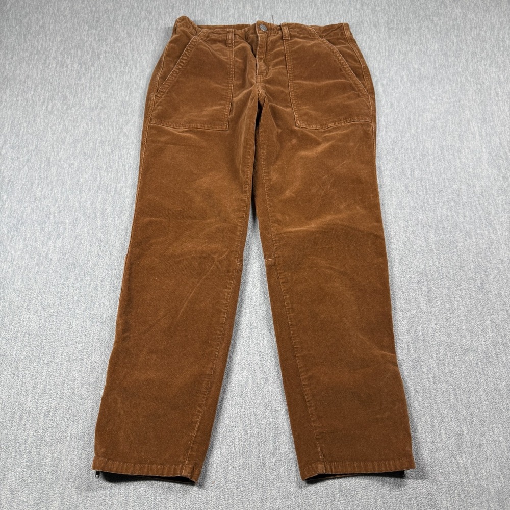 Sanctuary x Anthropologie Brown Corduroy Straight Leg Pants Womens 31 Ankle Zip